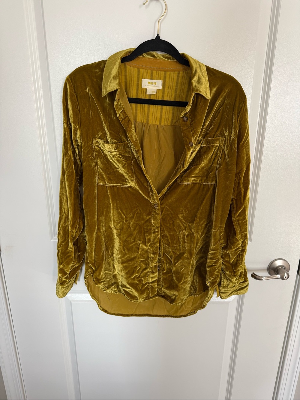 Anthropologie Maeve Karina Velvet Button-Front Women's Top-0